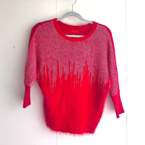 Jennifer Lopez Red Silver Holiday Sweater - Picture 1 of 8